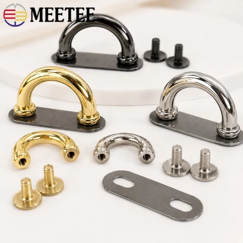 20Pcs 14/17mm D Ring Metal Arch Bridge Buckles with Screws for Bag Strap Handbag Chain Connector DIY Hardware Hooks Parts Set