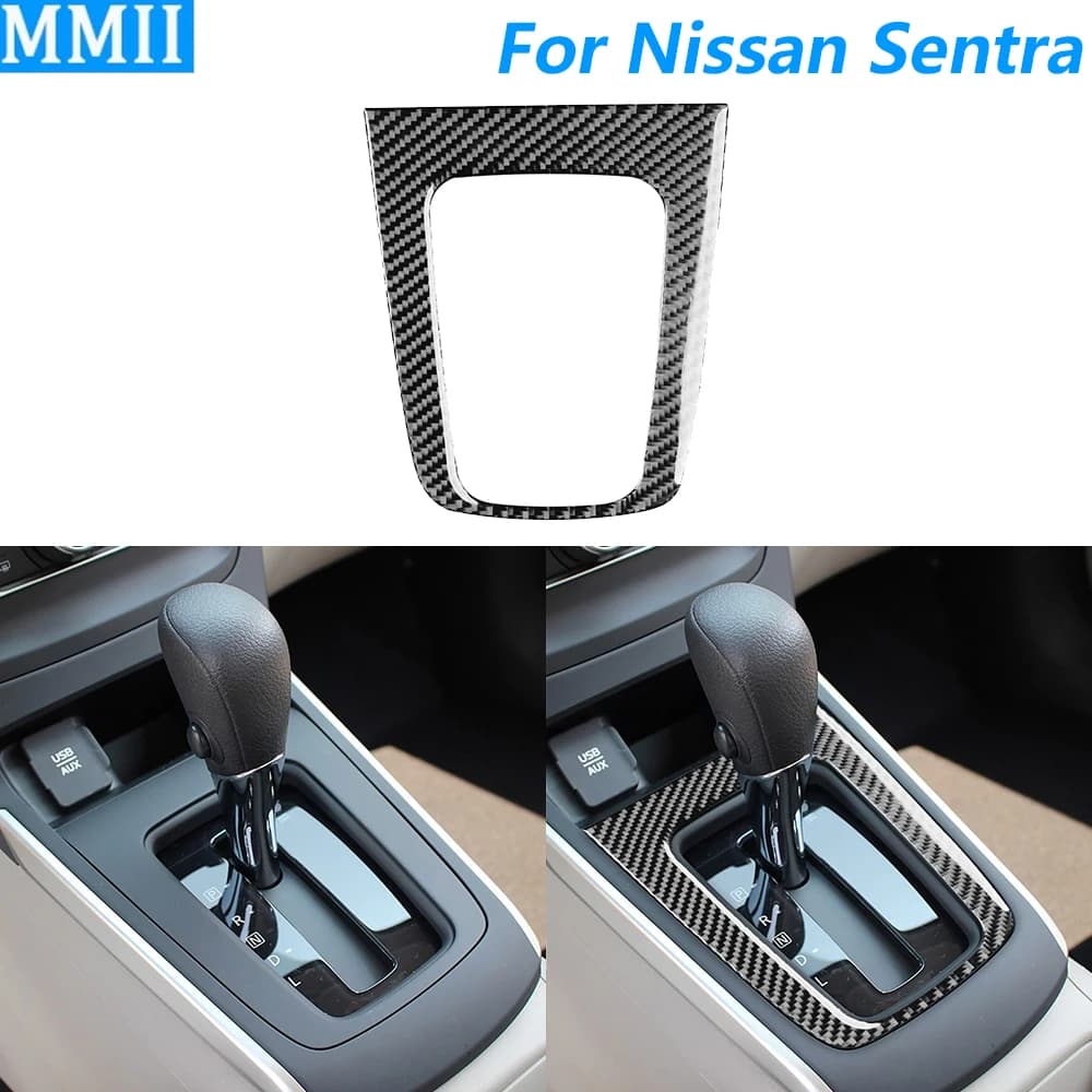 Per Nissan Sentra 2016-2019 In Fibra di Carbonio Controllo Centrale Del Cambio Surround Pannello di Copertura Trim Accessori Auto Decorazione Adesivo