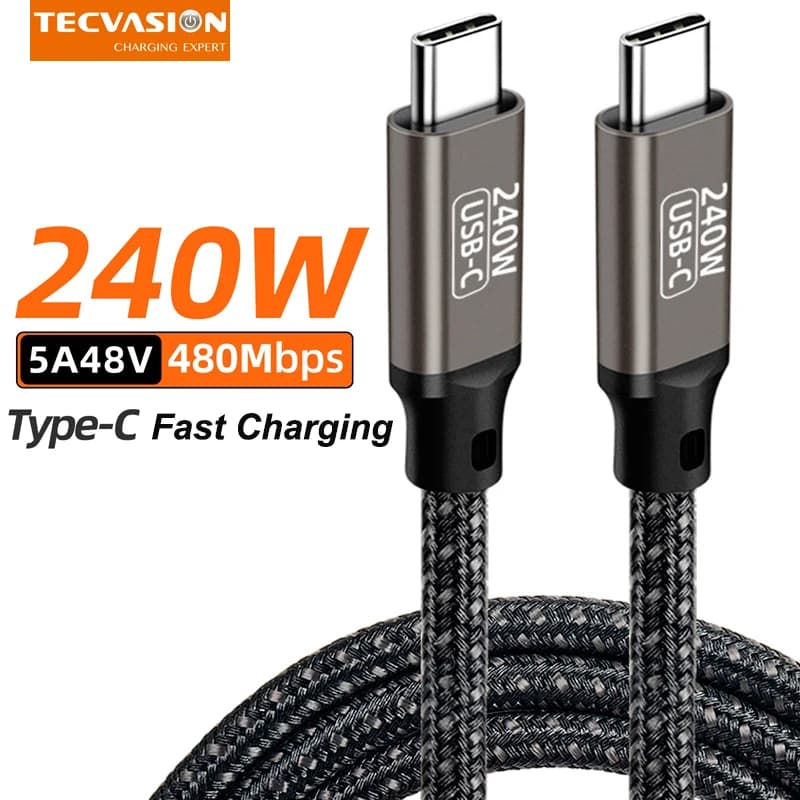 PD 240W USB3.1 480Mbps type C to C 48V/5A USB C cable for fast charging data transfer for Laptop Macbook Air Pro Samsung Huawei