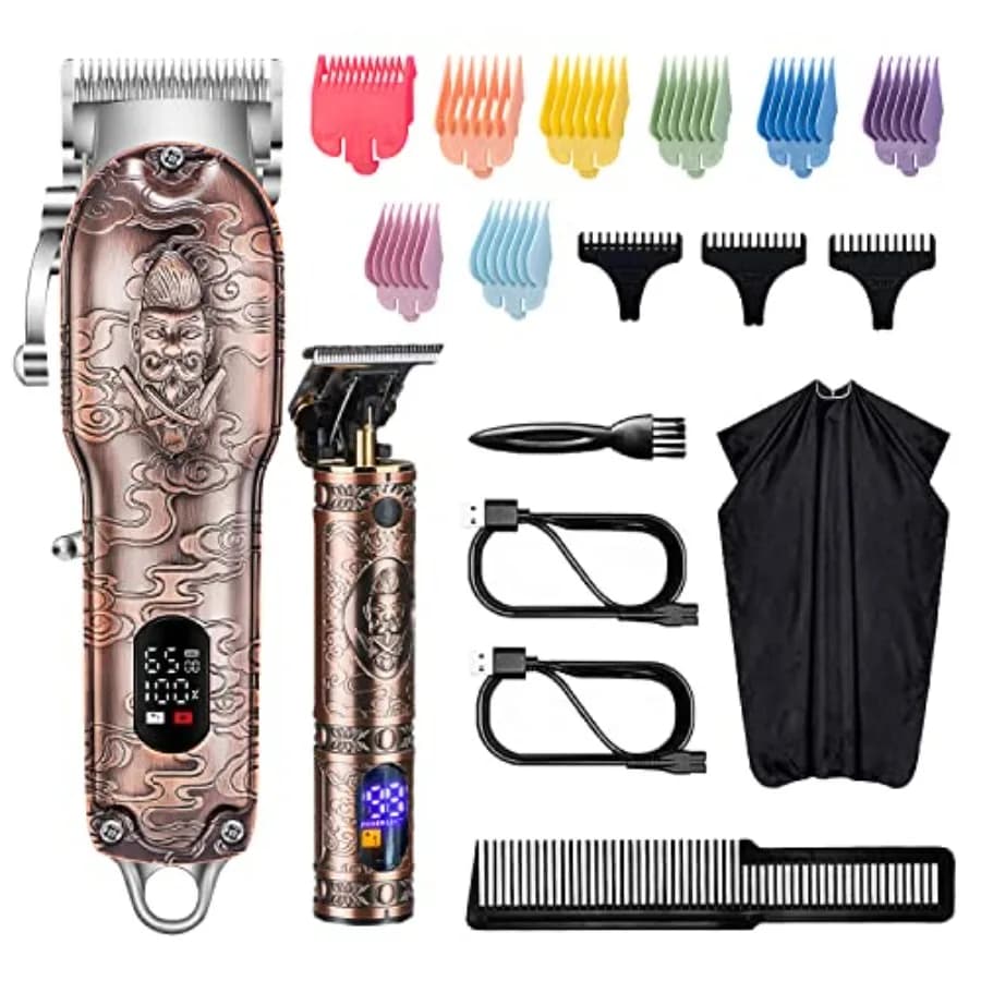 Tagliacapelli Professionale per Uomo con Lama a T - Trimmer Senza Fili per Taglio Capelli e Barba Elettrico