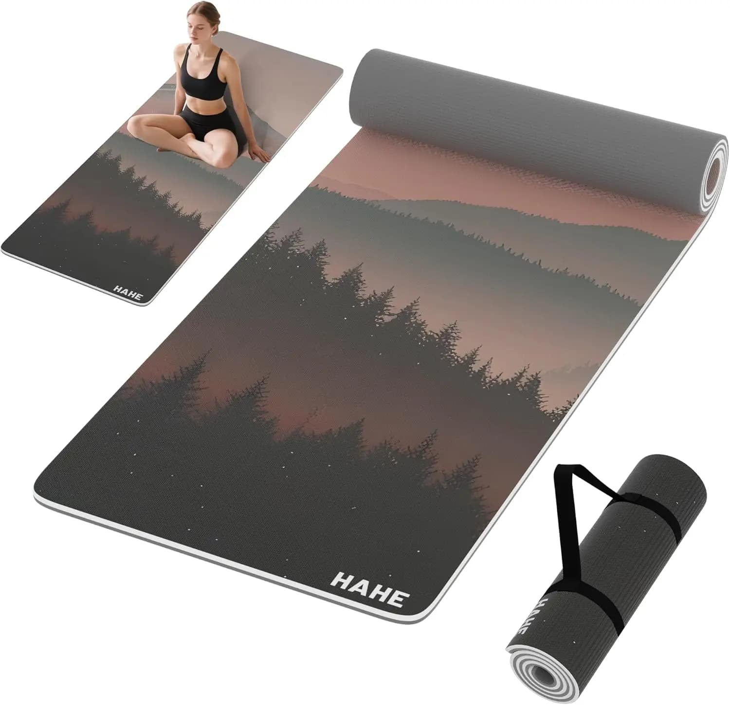 Yoga Mat Thick 8mm Ecological Anti-slip, High Resilience and Absorption of Urti for Yoga, Fitness, Home Training with Transport Belt