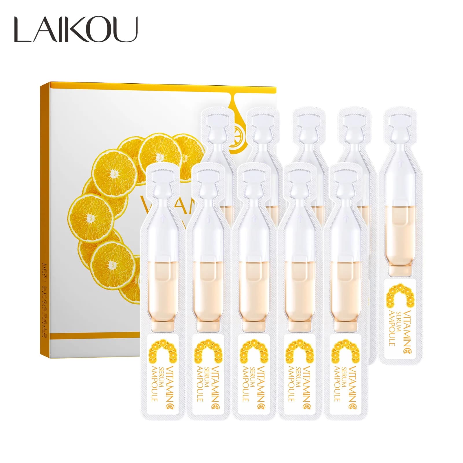 LAIKOU Essenza in Fiale con Vitamina C Giapponese, Trattamento Viso Illuminante e Riparatore per Tutti i Tipi di Pelle, Idratante, 10 pz x 2ml