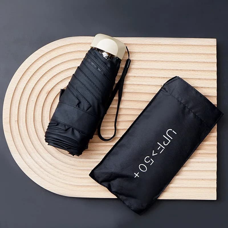 Women's mini umbrella with 50 folds, sun protection and UV protection, double purpose umbrella, umbrella pocket