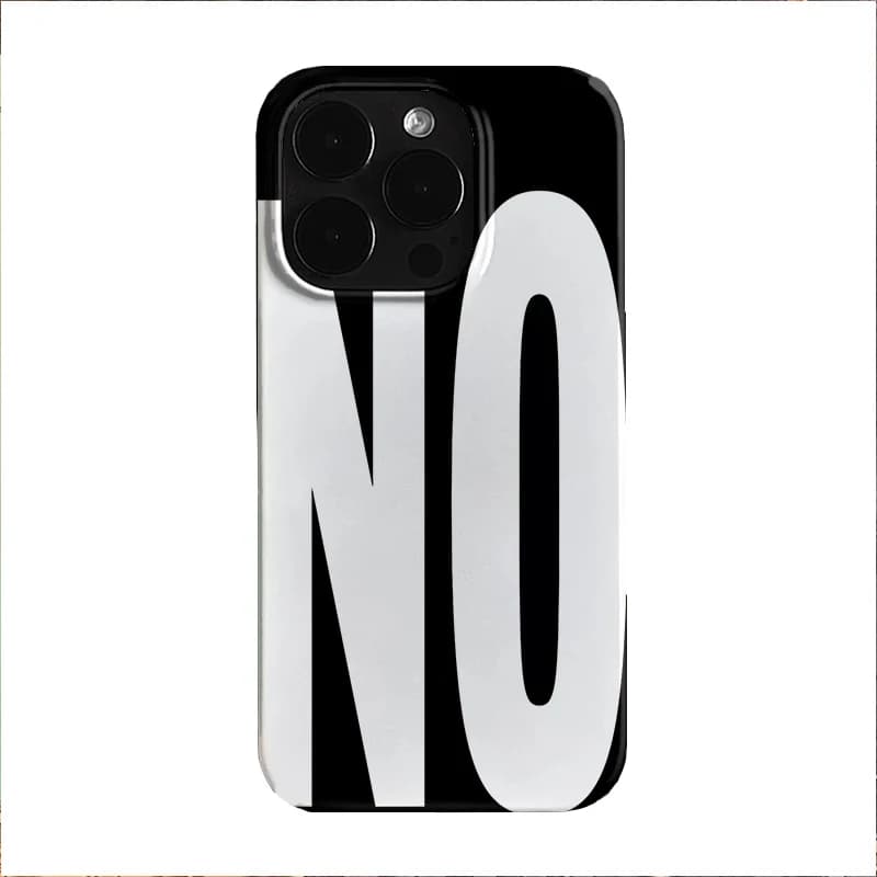 NO And YES Custom Art Letters In White And Black Phone Case For IPhone 16 15 14 13 12 11 Pro Max XS XR 7 8 Plus Cover Case