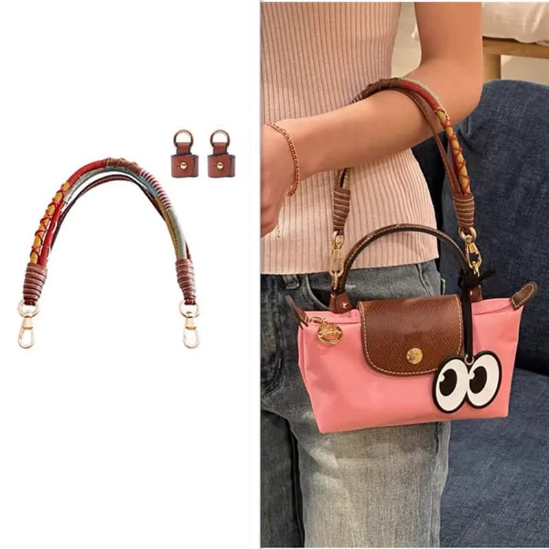 Portable 3 Piece/Set woven Shoulder Strap Kit for Mini Bag Longchamp Update Accessories for Change Shoulder with Free Punching