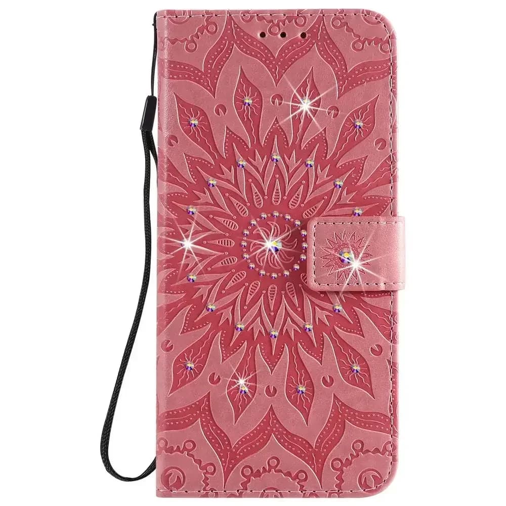 Custodia con strass per SONY Xperia 10 VII per SONY Xperia 1 VII Custodia per telefoni cellulari floreale con glitter sole