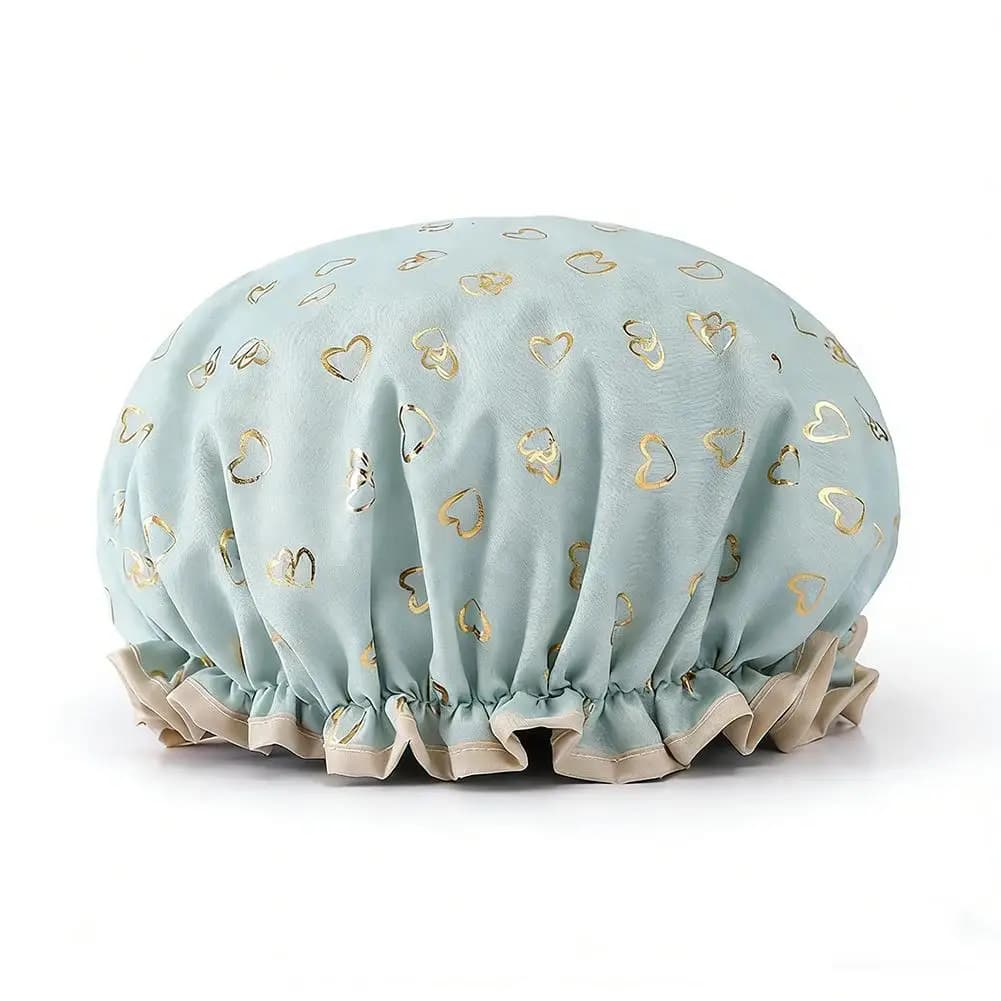 Double Layered Waterproof Shower Cap Hair Cap for Women Bathing Essential Bathroom Tool Sweet and Practical Supplies