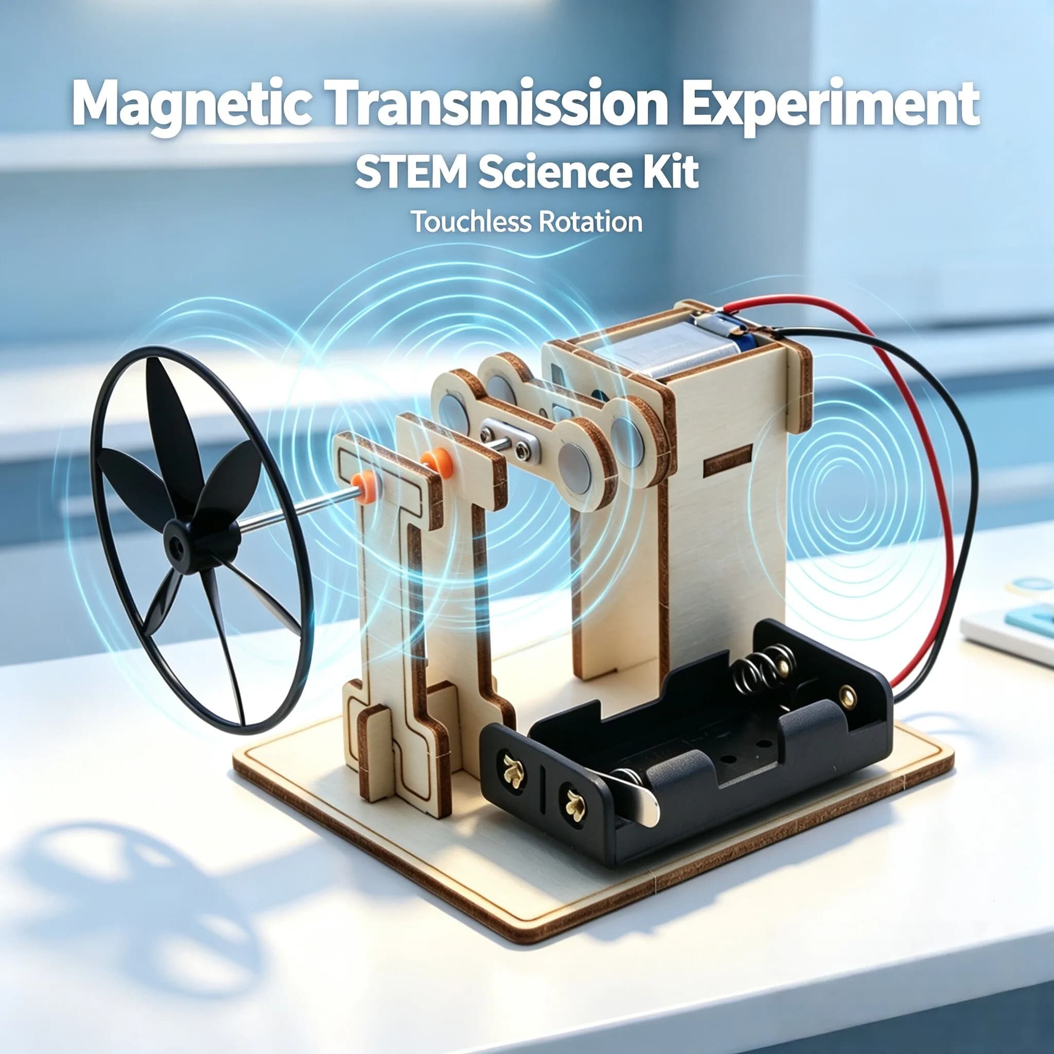 Wooden DIY Magnetic Transmission Experiment Kit STEM Educational Assembly Model Student Handmade Science Learning Toy Supplies
