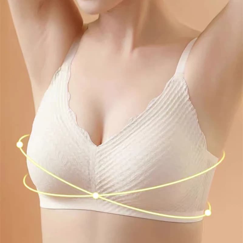 Intimo senza cuciture da donna con seni piccoli, push-up, anti-cedimento, pizzo sexy, bella schiena, seno laterale, reggiseno senza ferretto