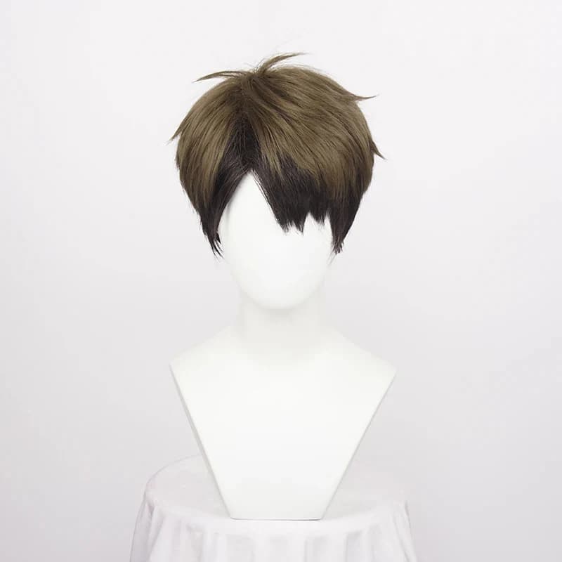 Pantaloncini da pallavolo color cammello sfumato resistenti al calore per cosplay anime Ushijima Wakatoshi + cappuccio per parrucca gf;.9