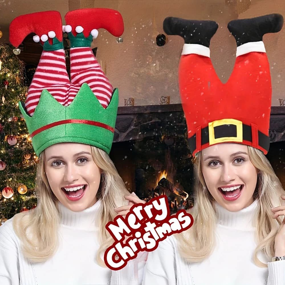 1 pz cappelli di natale Vibrant Red Christmas Beanie Party Hats-umoric Elf Pants Santa Hat Design per celebrazioni Festive e Q