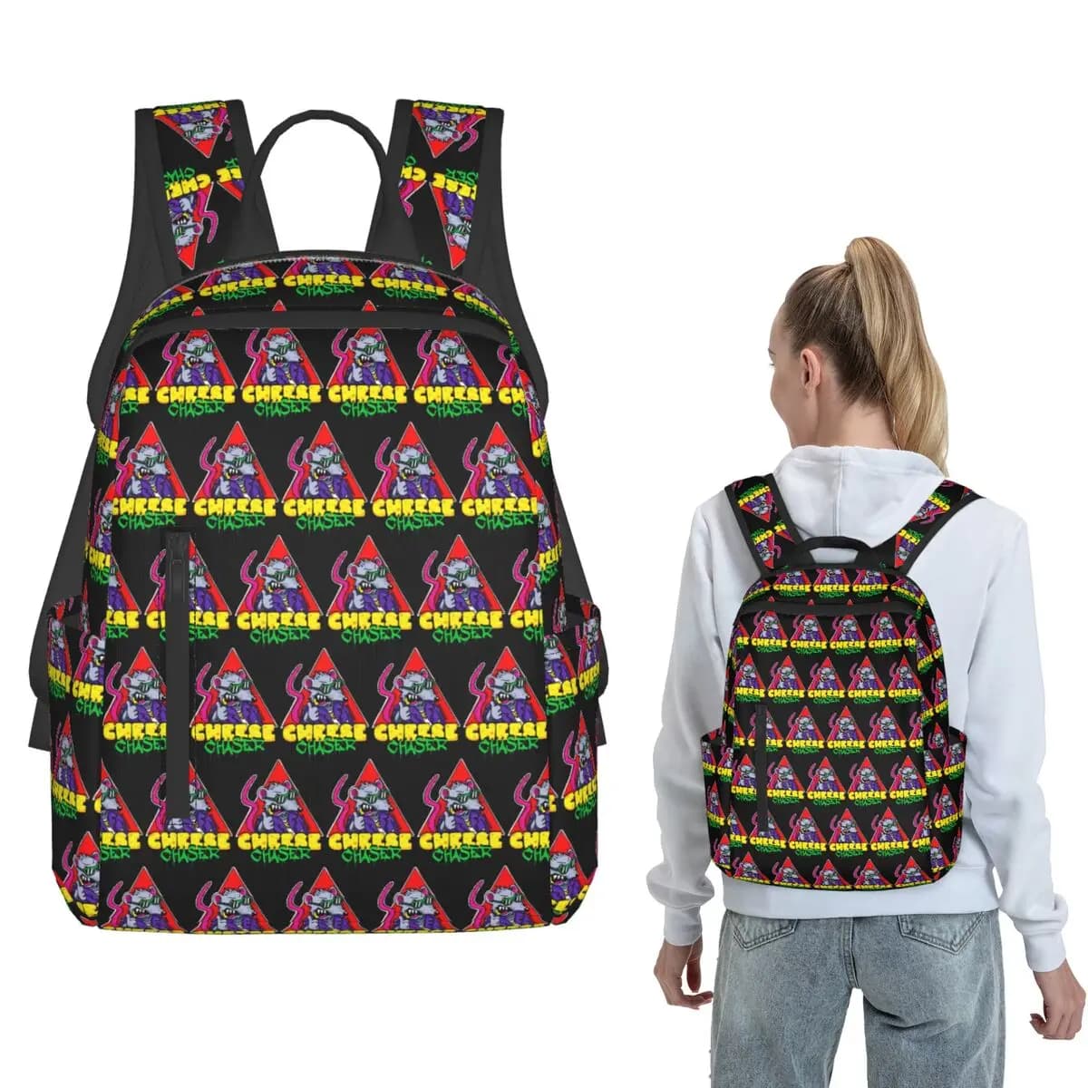 Zaino Cheese Chaser, zaino da giorno, borsa per libri per bambini, borsa da scuola, borse a tracolla per uomo e donna