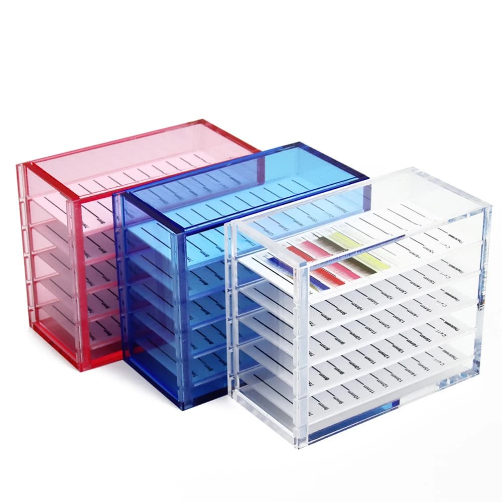 Scatola Porta Extension Ciglia a 5 Livelli, Organizzatore in Acrilico per Ciglia Finte, Strumenti e Accessori per il Trucco