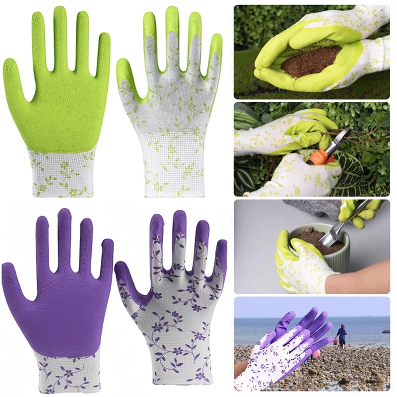 Guanti da giardinaggio versatili da donna, guanti in schiuma di lattice traspirante per compiti fai da te