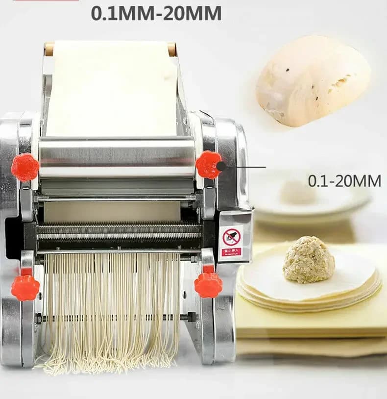 Macchina Elettrica Commerciale per Pasta 550W, in Acciaio Inossidabile, con Doppio Coltello e Rullo per Sfoglie di Ravioli