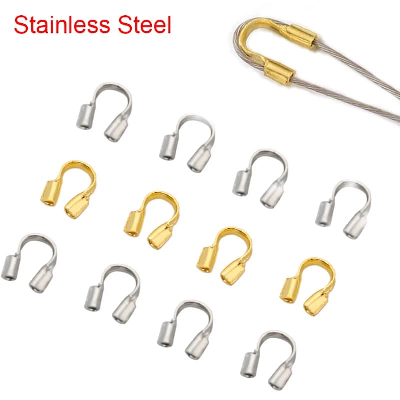 50 pz Chiusure In Acciaio Inox Crimpare Perline Coperture Per Perline Cavo Filo Bracciale Ganci Connettori Collana Fai Da Te Creazione di Gioielli