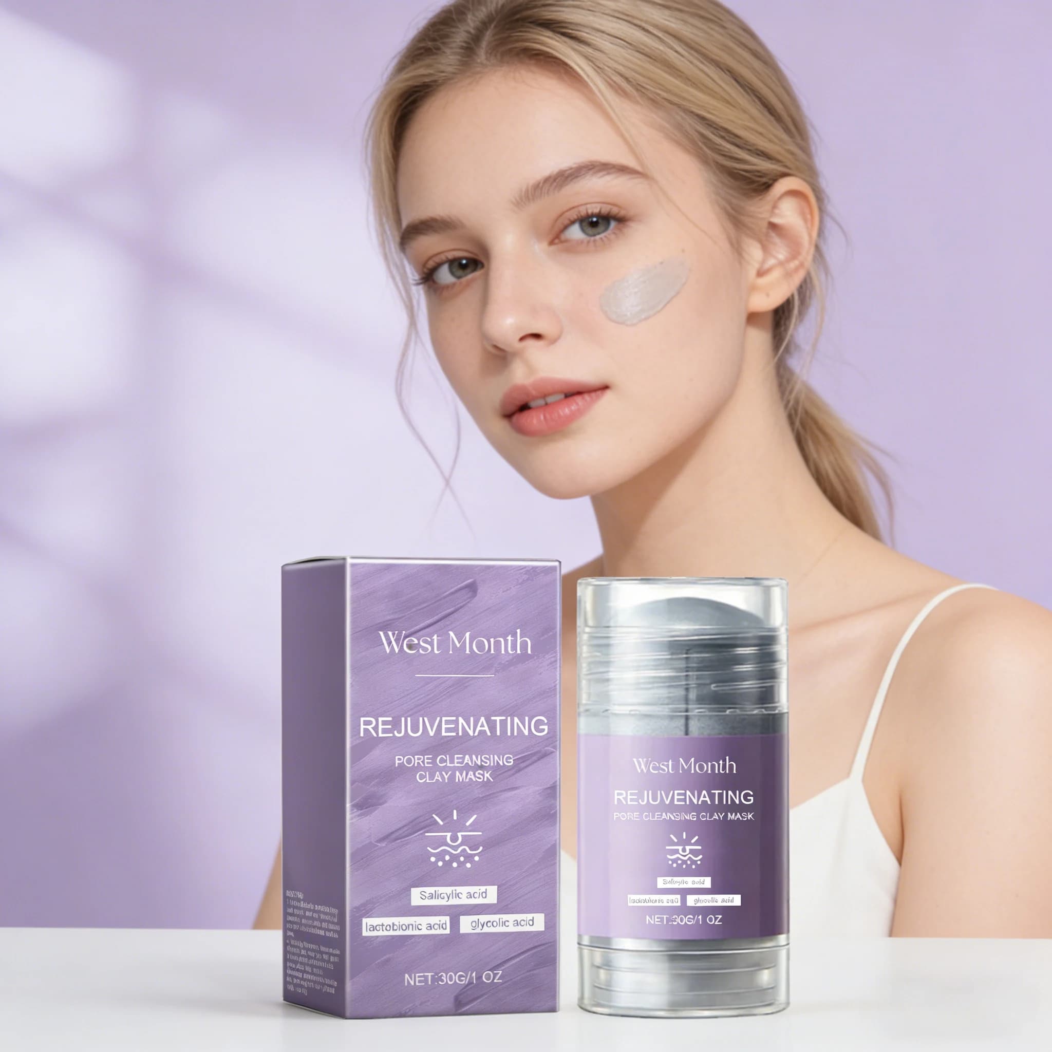 Maschera detergente viso in stick, riduce i pori, rimuove i punti neri, idratante, 30g