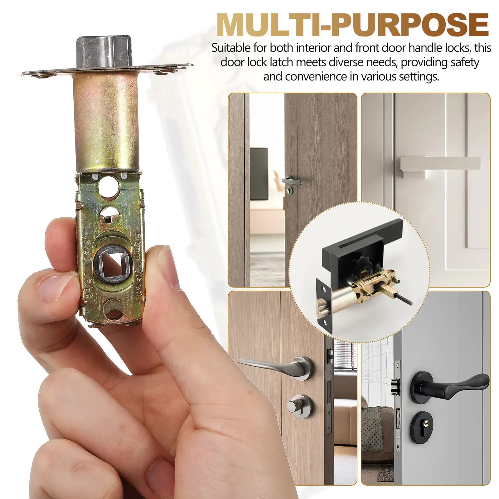 Adjustable Door Latch Hardware Universal Lock Replacement Part Deadbolt Latch Interior Front Door Handles Door Catches Hardware