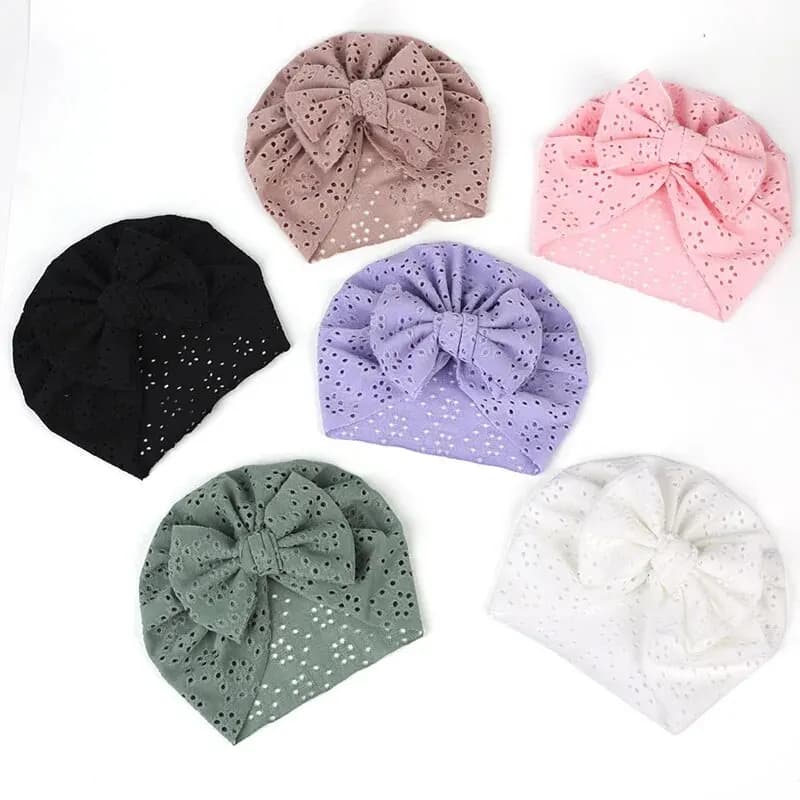 3 pezzi estate bambino arco turbante cappello elastico neonato maglia berretto indiano tinta unita cava traspirante infantile ragazze ragazzi beanie cofano