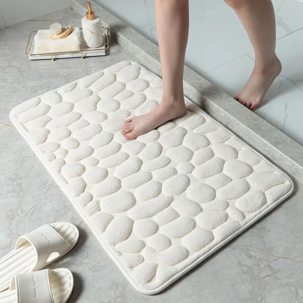 Tappetino Antiscivolo per Vasca da Bagno, Tappeto per Pavimento, Zerbino, Tappetino da Bagno con Motivo a Ciottoli in Rilievo