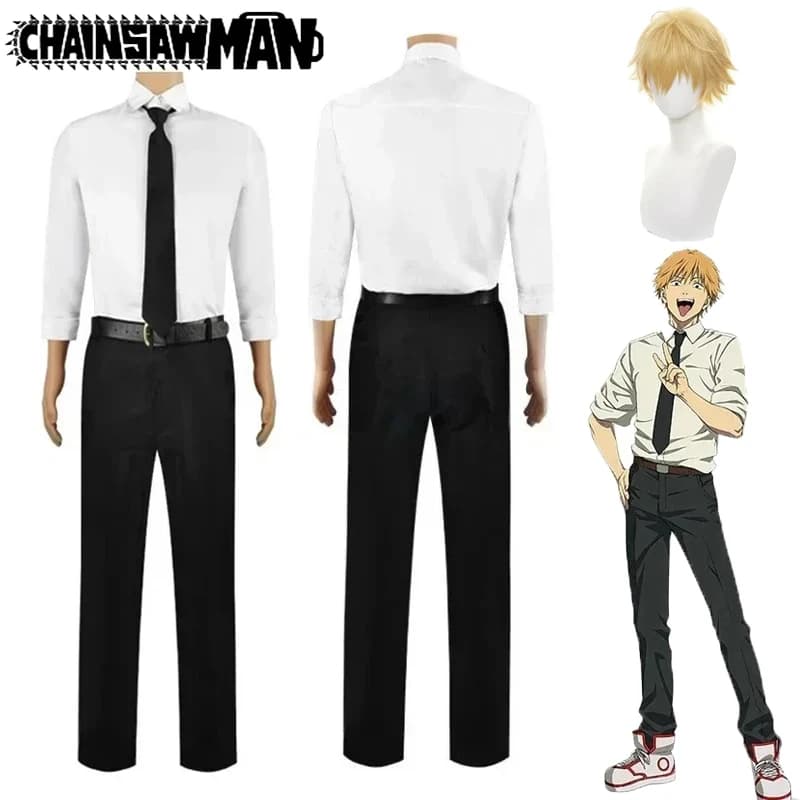 Anime Chainsaw Man Denji Costume Cosplay Parrucca Pantaloni Camicia Sicurezza pubblica Devil Hunter Costumi di Halloween per uomini Donne Adulti
