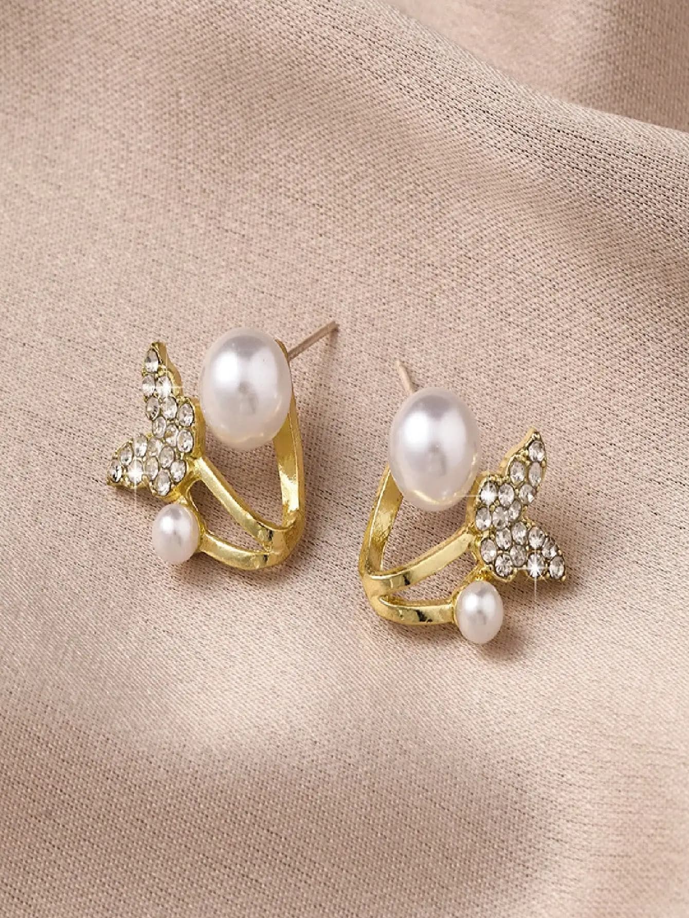 Orecchini a bottone con coda di sirena in lega d'oro – Cristallo da donna intarsiato, regali minimalisti ed eleganti quotidiani/formali