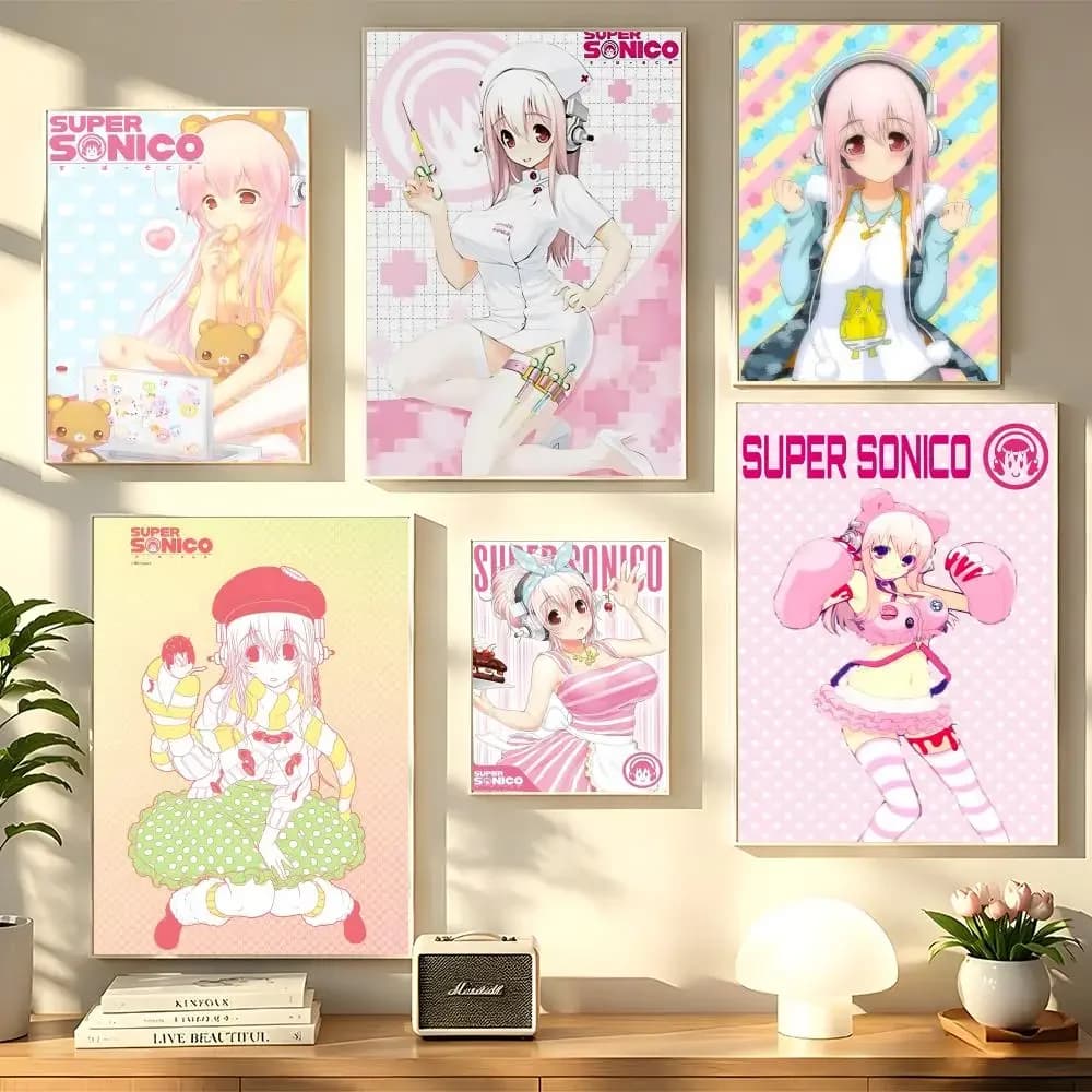 Cute sexy anime characters SUPER SONICO Painting Calligraphy Poster art art suitable for living room bedroom bar parlor home