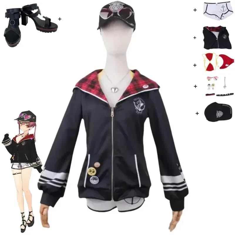 Costume Cosplay Anime Youtube Hololive Houshou Marine, Bikini da Capitano, Costume da Bagno, Scarpe, Parrucca, Sexy Abbigliamento Estivo da Donna FD1;6