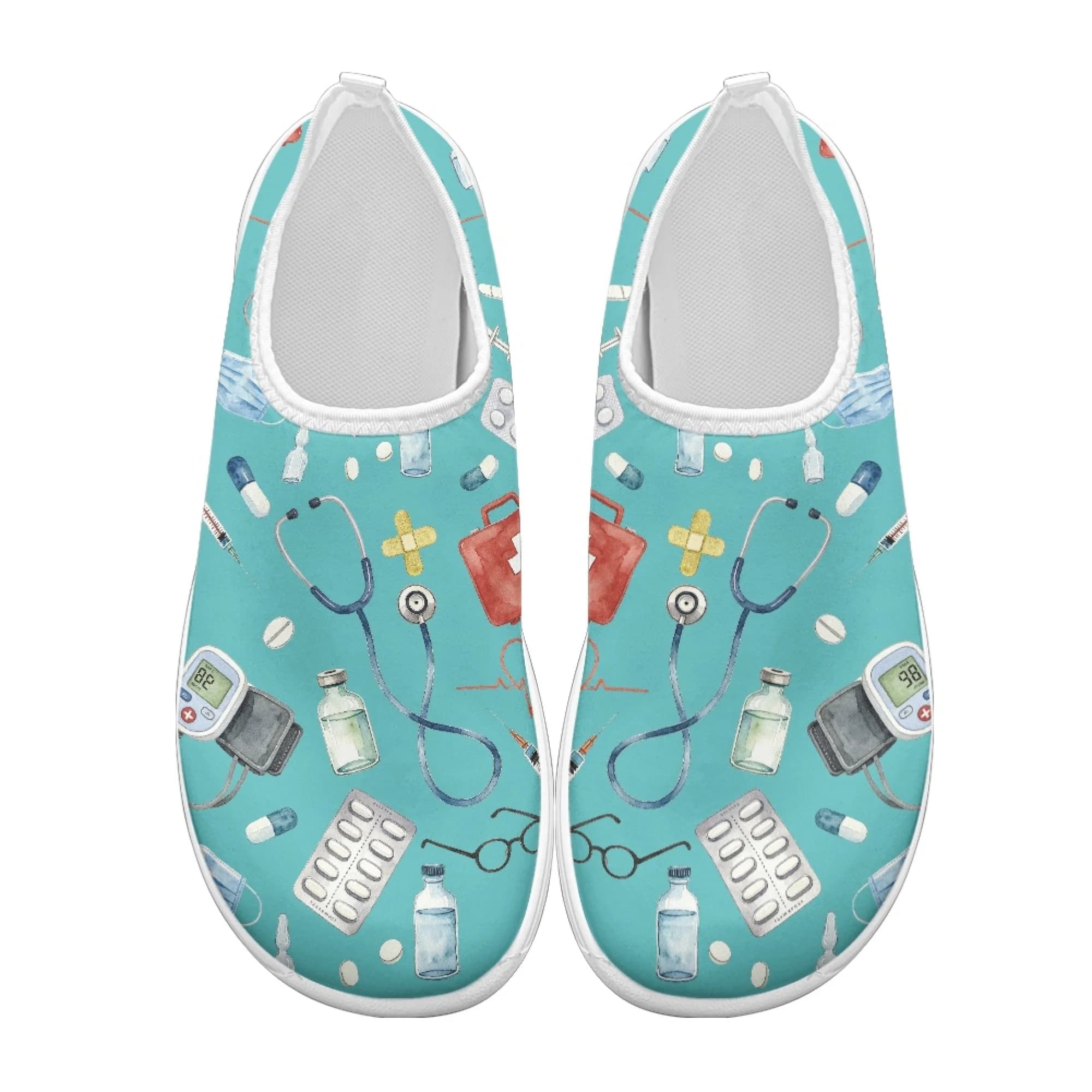 XIXIRIMIDO Nurse Shoes Slip On Casusal Shoes Lightweight Polyester & EVA Work Shoes Walking Running Shoe for Woman Nurse Print