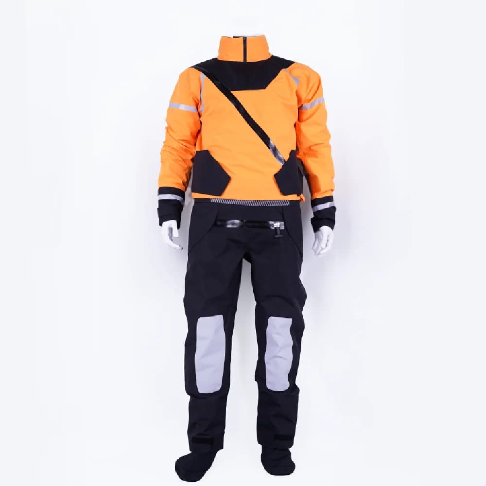 Abbigliamento impermeabile asciutto con apertura frontale, con abbigliamento impermeabile asciutto riflettente di notte, abbigliamento da kayak, pagaie, alla deriva