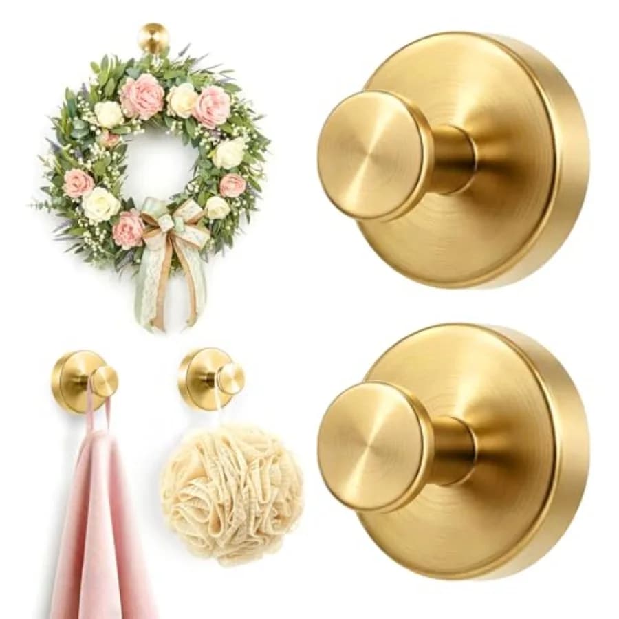Upgraded Suction Cup Hooks for Shower, Heavy Duty Removable Towel Hooks for Bathroom Glass Door Wall, Stainless Steel Shower Ho