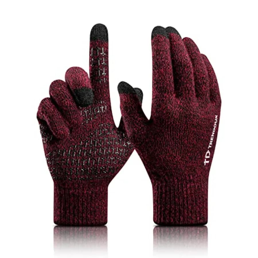 Merino Wool Winter Gloves for Men Women, Cold Weather Warm Touchscreen Unisex, Non-slip, Knit Elastic Cuff