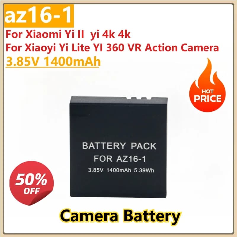Nuova batteria di ricambio per fotocamera Az16-1 3.85V 1400mAh per Xiaomi Yi II 4k per Xiaoyi Yi Lite YI 360 VR Action Camera