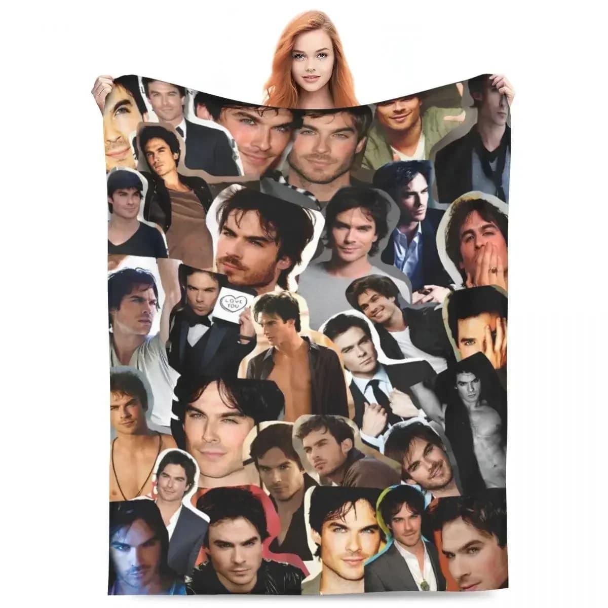 Damon Salvatore Blankets Flannel Spring/Autumn The Vampire Diaries Multifunction Warm Throw Blanket for Bed Outdoor Quilt