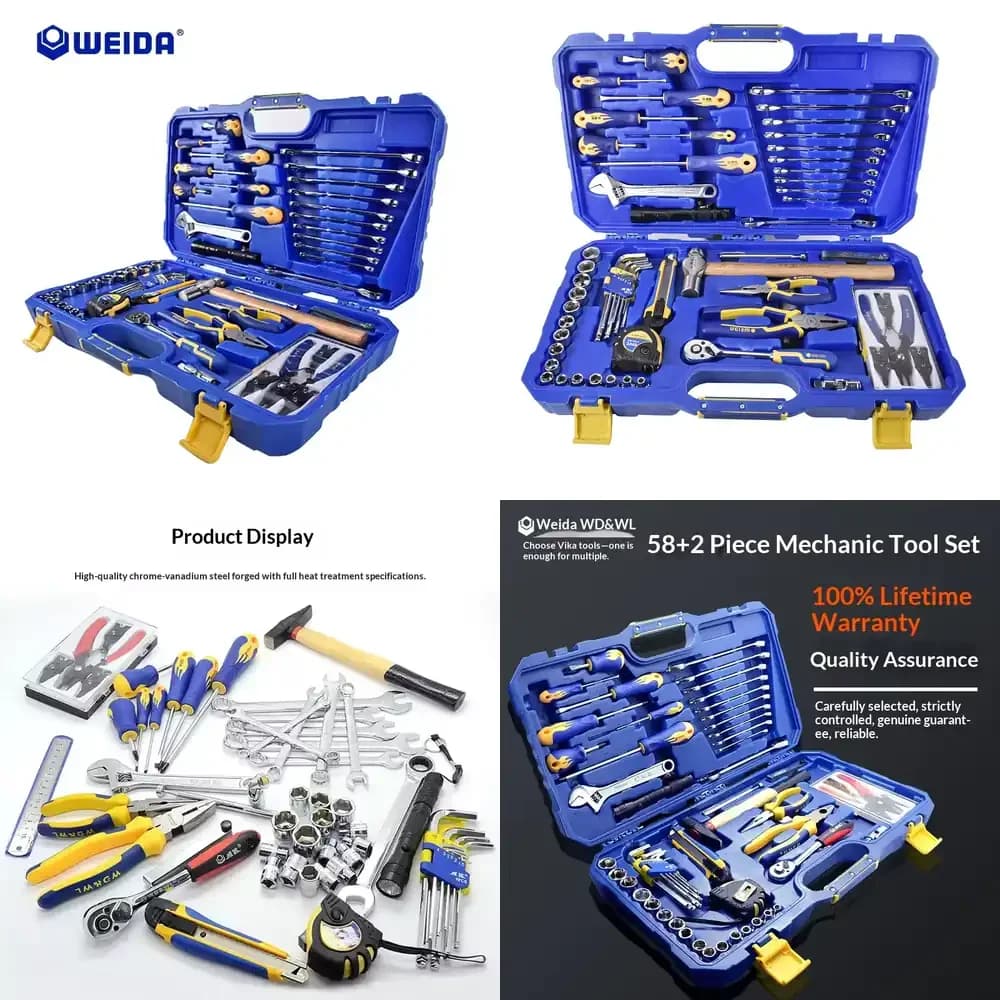 Set di Attrezzi Professionali per Meccanici Weida 60 Pezzi - W09516 Kit di Riparazione Auto Manuale con Chiavi e Utensili Manuali (Garanzia di 3 Anni)