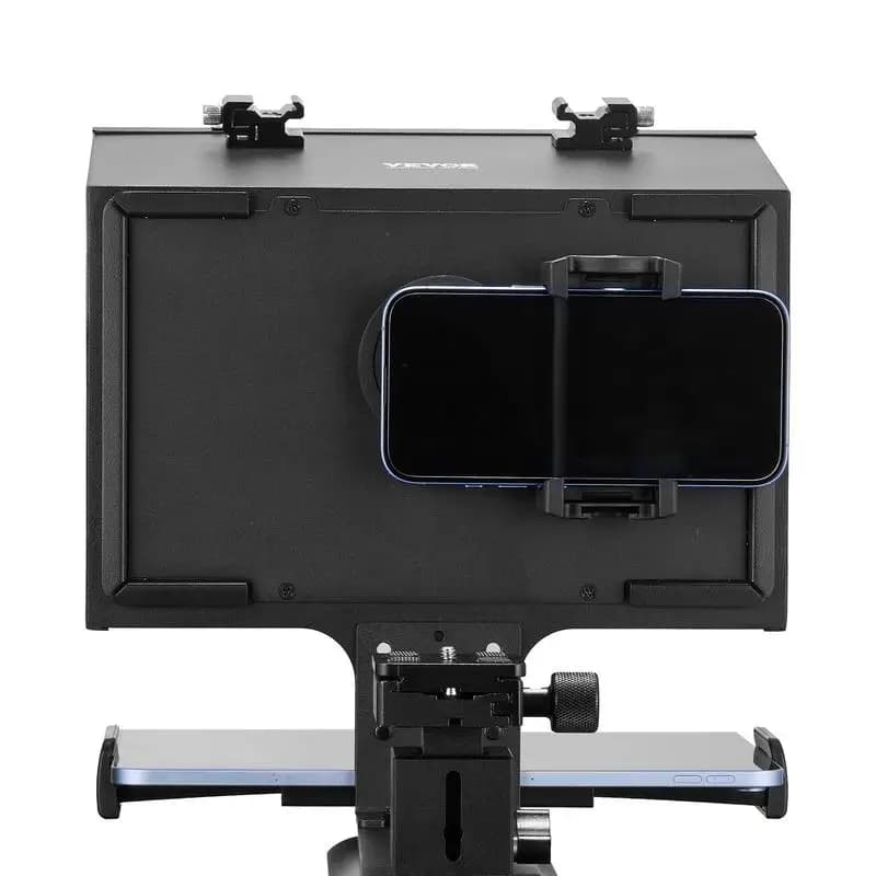 Teleprompter, 13 pollici in lega di alluminio, tipo da pavimento con spettroscopio ad angolo regolabile, telecomando, per YouTube, Twitch, Zoom, supporta DSLR/Webcam/Smartphone, per registrazione video/streaming live