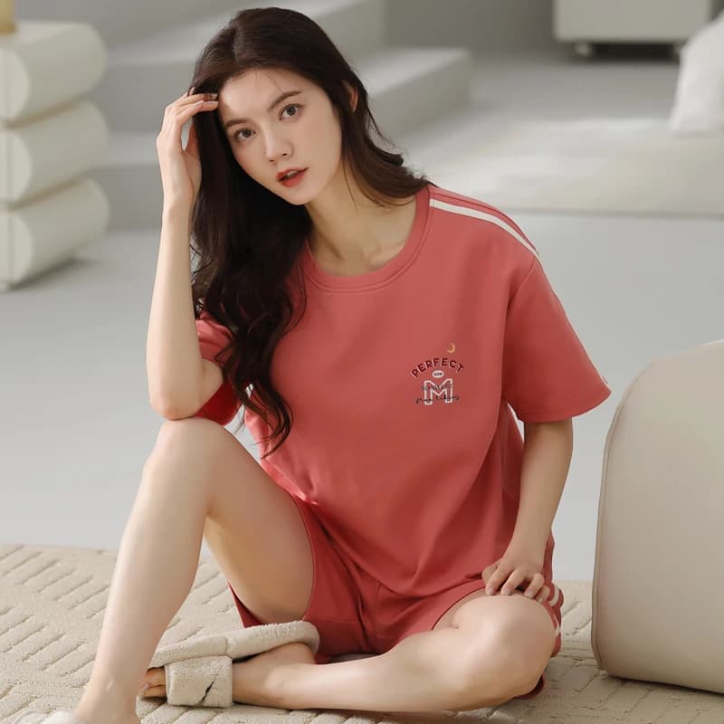 2025 Pigiama corto in cotone da donna estivo Due pezzi Pullover da cartone animato Abiti casual Moda sottile Allentato Servizio a domicilio pijama mujer