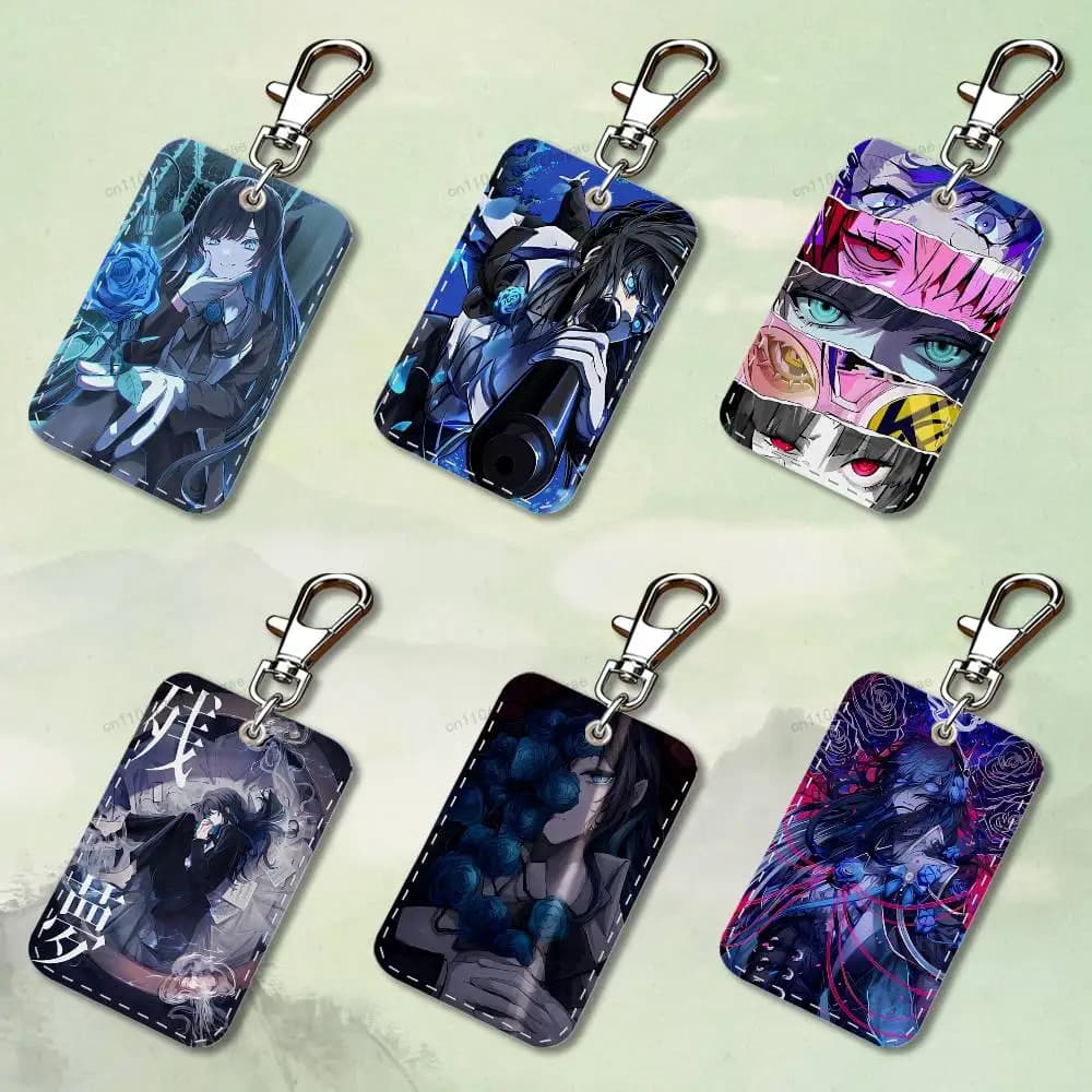 A-Ado singer MAGIC Rectangle Card Case Keychain Access Card Bag Key Tag Ring Leather Card Holder Key Ring Access