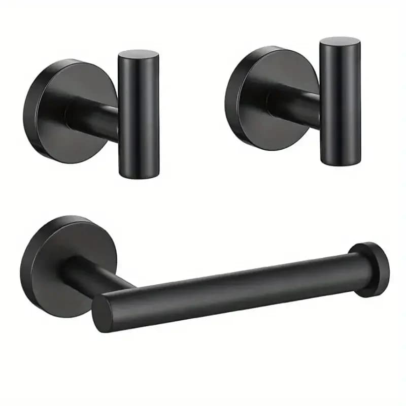 3Pcs Bathroom Hardware Set, Stainless Steel Bathroom Accessories Set Includes Towel Holder And Toilet Paper Holder-Saving Design