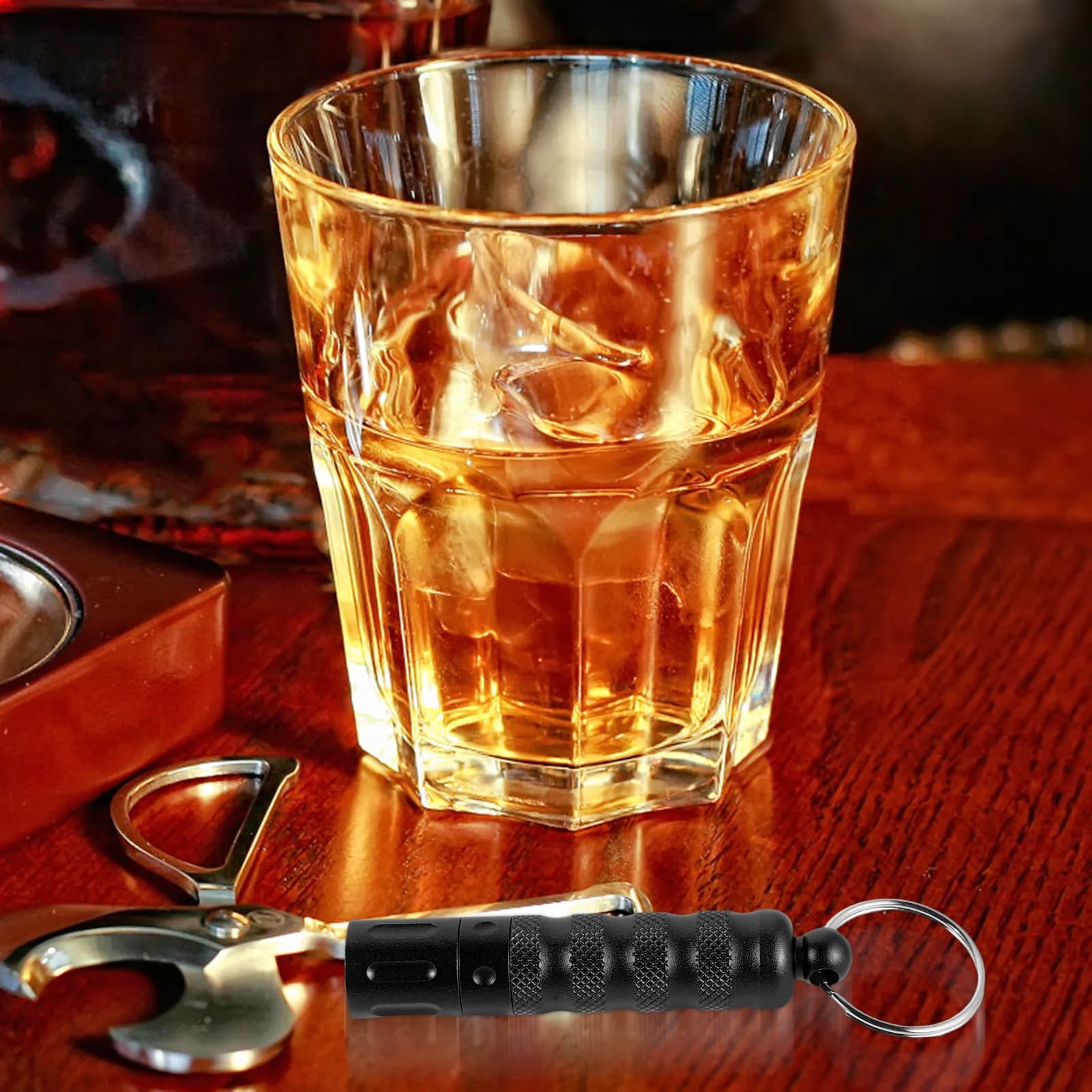 Cigar Cutter Punch Tool Metal Scissors Needle Hole Opener with Keychain Portable Cigar Accessory