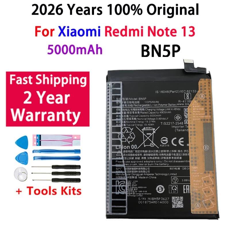 2026 Years 5000mAh BN5P Original Battery For Xiaomi Redmi Note 13 High Quality Mobile Phone Batteries Bateria Fast Shipping