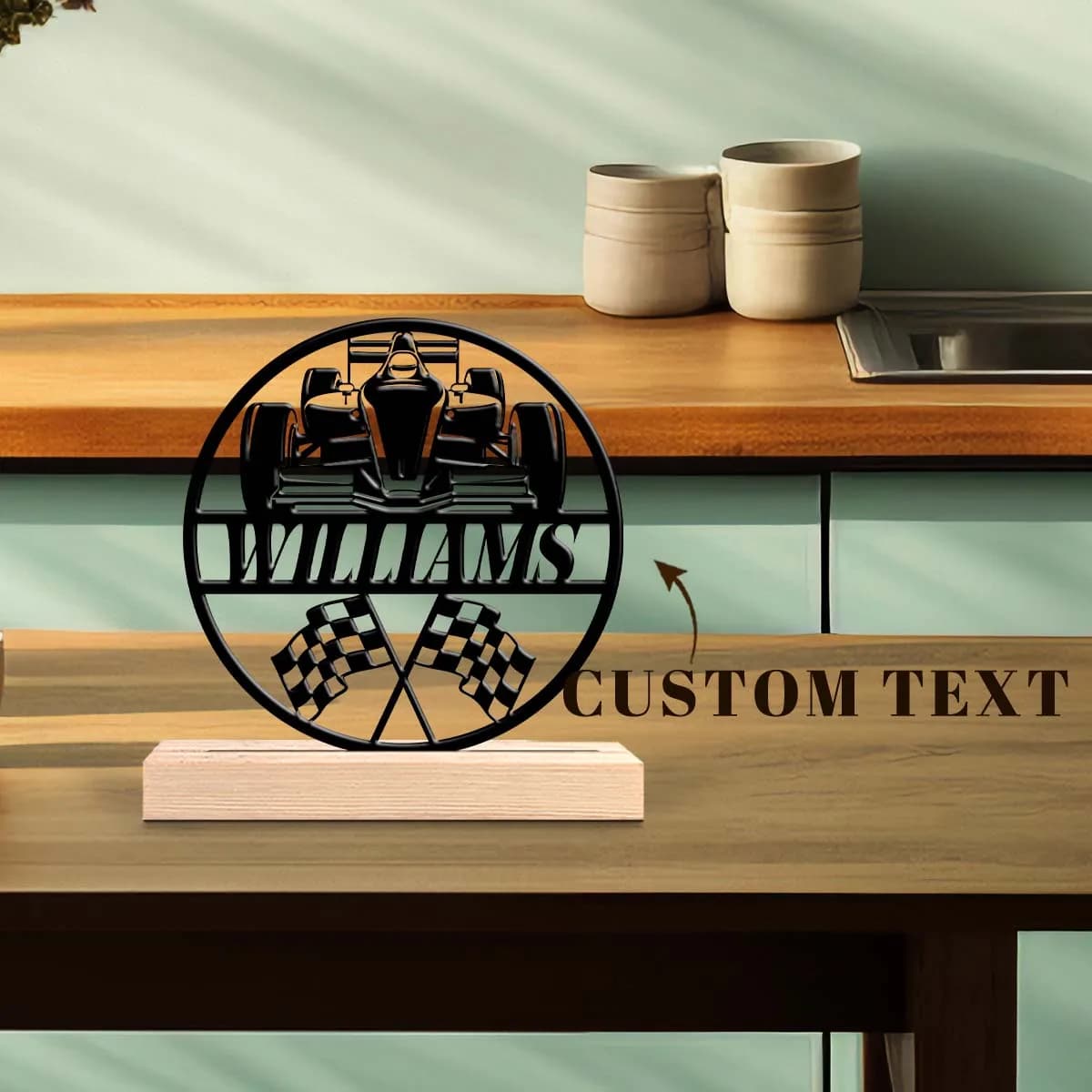 1pc Customized Metal Handicraft Ornaments Custom Content Equipped with Wooden Base Perfect for Home or Office Decoration