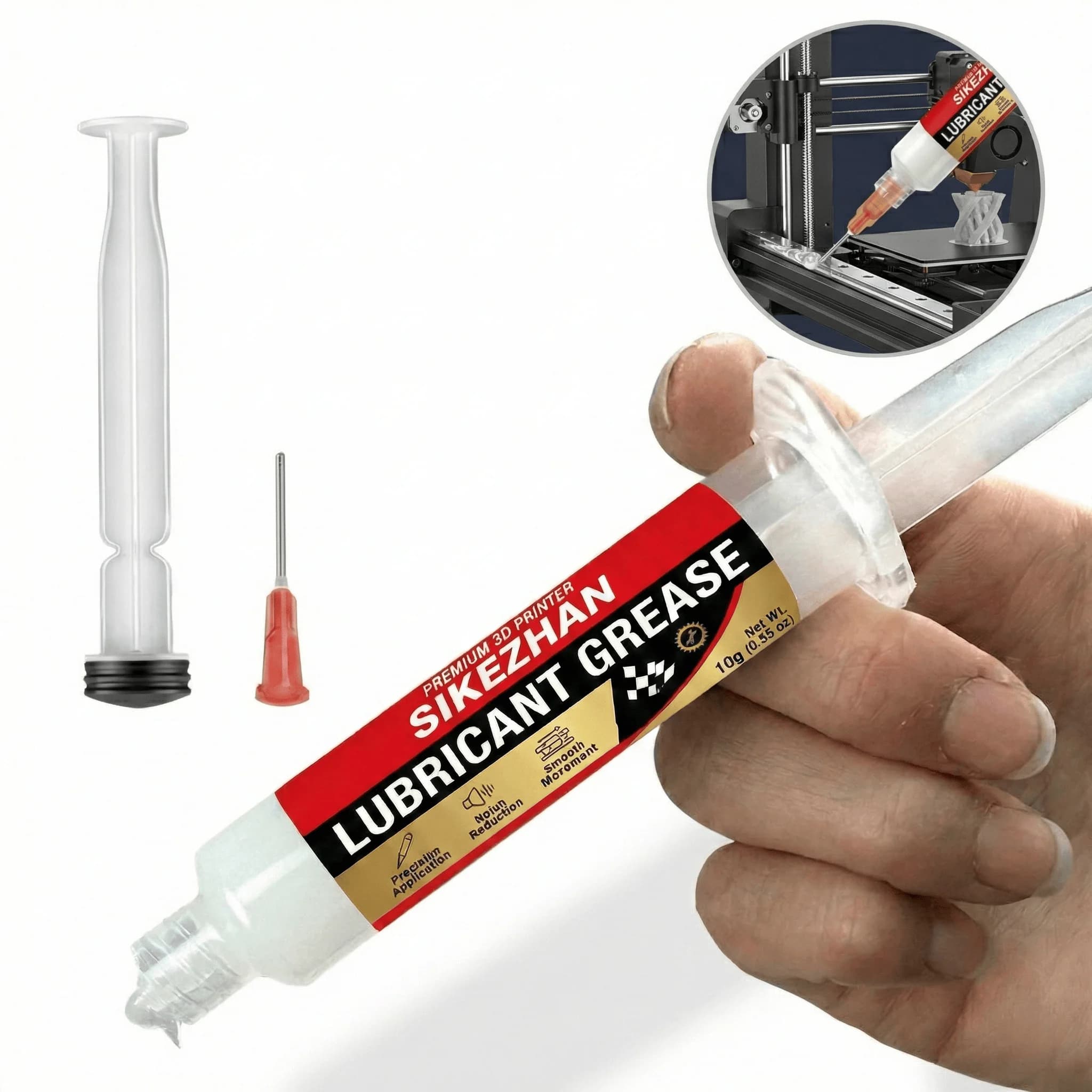 Grasso per Stampante 3D SIKEZHAN 10g, Lubrificante Bianco per Guide e Viti, Riduce il Rumore, Stampa Fluida, Manutenzione Tutto in Uno, Lunga Durata