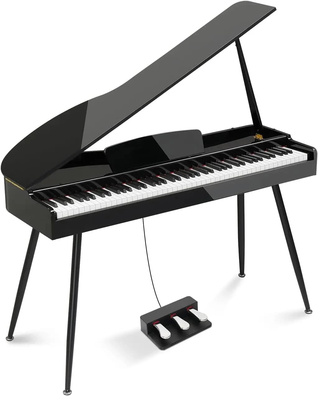88-Key Digital Piano with Weighted Hammer Action, Foldable Keyboard with Detachable Music Stand, Stereo Headphones, Dust Cover, Music Clip, Cleaning Cloth, Stickers, Complete Set for Beginners (Black)