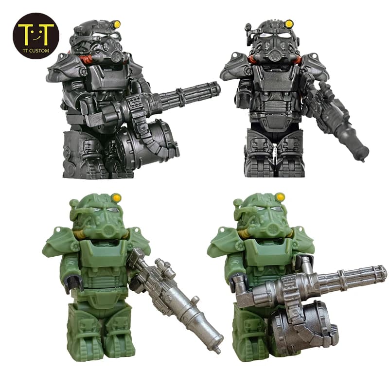 MOC Military T60 Soldiers Mini Anime Action fallout figure armi Robot Mecha Building Blocks mattoni giocattoli fai da te per regalo per bambini