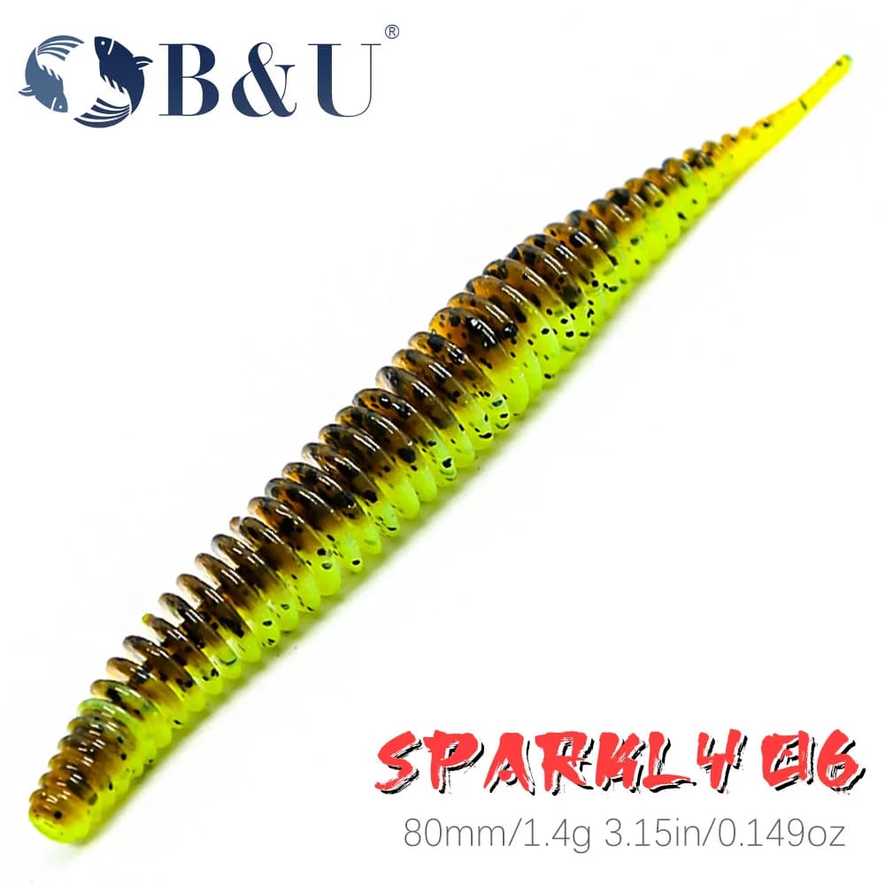 B&U Sparkly 80mm Richiamo di Pesca Richiamo Morbido Shad Esche In Silicone Swinbait Wobblers Per Luccio E Spigola Richiamo Artificiale souple