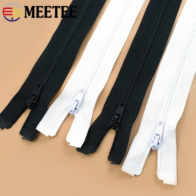5/10 pezzi Meetee 40-300 cm cerniera in nylon open-end 3 # Chiusura automatica Zip Nero Bianco Cerniera per giacca Chiusura Borse Riparazione Sostituzione cerniera