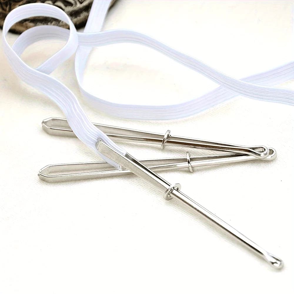 2 Pezzi Infilacavo Elastico, Kit Fai-da-te per Cucito, Clip in Metallo con Perno Guida, per Macchina da Cucire Domestica, Strumento per Creare Passanti per Pantaloni e Gonne