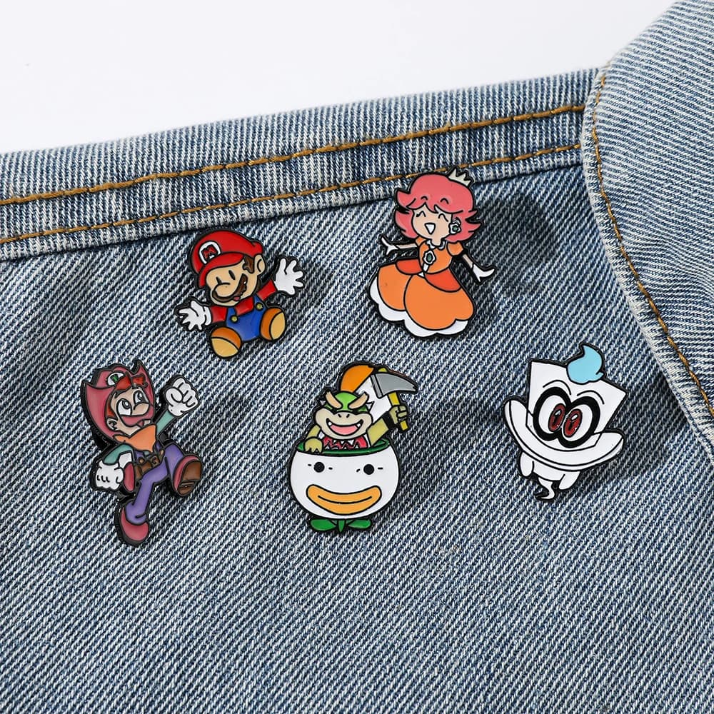 5 Pezzi Spille da Bavero Super Mario, Anime Mario, Goku, Kirby, in Smalto, Carine e alla Moda, per Zaino, da Donna