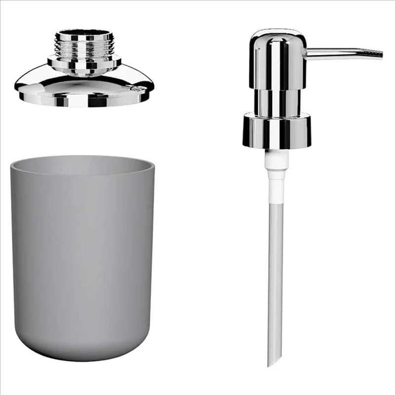 AB33-8 pezzi Set di accessori da bagno in plastica, set di accessori per scopino da bagno con portaspazzolino, tazza per spazzolino (grigio)